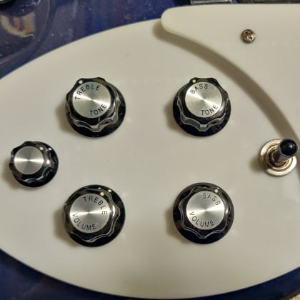 classic Ric pickguard controls with five knobs and a pickup toggle